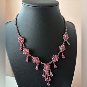 Vintage 50s Elegant Pink Crystal Necklace.